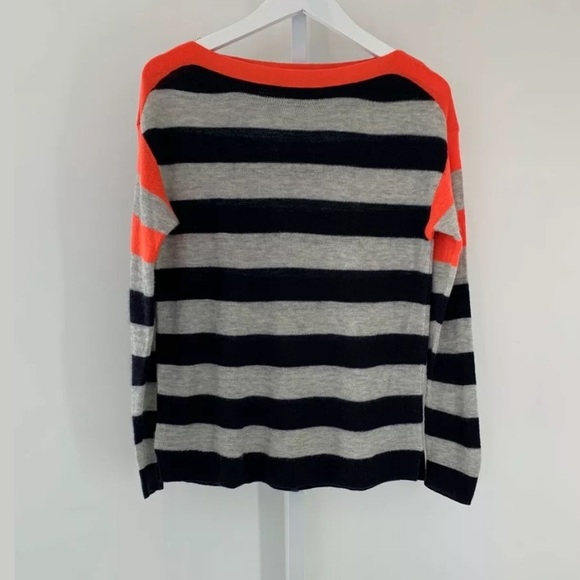 J.CREW NAVY GRAY ORANGE STRIPE CASHMERE SWEATER SIZE SMALL NWOTS! - Picture 4 of 16